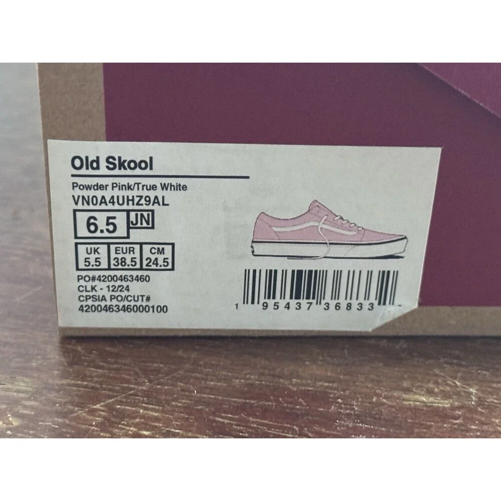 Youth Size 6.5 Vans Old Skool Women’s Size 8 Powder Pink White VN0A4UHZ9AL NIB